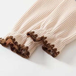 Baby Girl Ribbed Knitted Pattern Lace Patchwork Solid Romper