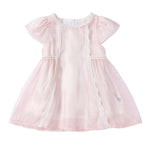 Baby Girl Lace Patched Design Puff Sleeve Fashion Mesh Dress