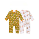 Baby Animal Print Pattern Full Button Design Cotton Romper