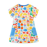 Baby Girl All Over Floral Pattern Crewneck Short Sleeve Dress