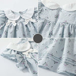 Baby Girl Flower Graphic Bow Tie Decoration Plaid Dress