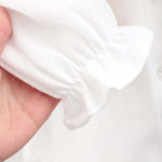 Baby Girl Solid Color Rabbit Print Single Breasted Design Doll-Neck Long-Slleved Shirt