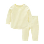 Baby Solid Color Long Sleeve Underwear Sets In Spring & Autumn