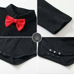 Baby Boy Solid Color Bow Tie Patched Design Long Sleeve Onesies
