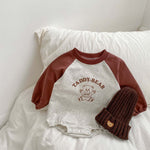 Baby Bear Print Pattern Colorblock Design Onesies
