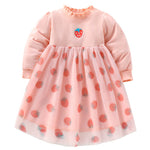 Baby Girl Strawberries Pattern Mesh Overlay Design Beautiful Dress