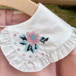 Baby Flower Embroidery Pattern Ruffle Doll Neck Long Sleeves Hoodies