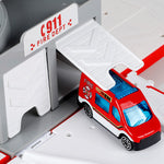 Fire Station Truck Toys with Sound and Light;  Car Toy for Kids 3 4 5 6 Year Old;  6 Mini Cars;  Helicopter;  Road Signs;  Birthday for Boys