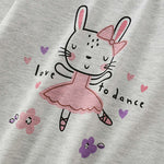 Baby Girl Cartoon Bunny Print Pattern Crewneck Cotton Shirt