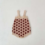 Baby Girl Flower Graphic Knit Strap Onesies With Cardigan
