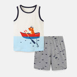 Baby Boy Cartoon Dog Graphic Sleeveless Summer Western Style Sets