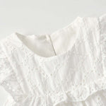 Baby Girl Hollow Carved Design Solid Color Sleeveless Tops Combo Shorts Sets