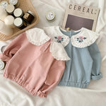 Baby Flower Embroidery Pattern Ruffle Doll Neck Long Sleeves Hoodies