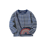 Baby Girl Striped Pattern Rainbow Embroidered Design Shirt