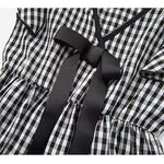 Girls Plaid Graphic Belted Bow Tie Design Ruffle Sleeve Dress