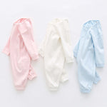 Baby Solid Color Full Button Front Design Organic Cotton Jumpsuit