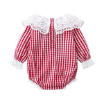 Baby Girl Layered Ruffle Neck Design Plaid Graphic Longsleeve & Short Sleeve Onesies