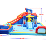 7 in1 Inflatable slide water park trampoline bouncing house yard garden with splash pool & water gun & basketball & climbing wall & dual pools & soccer
