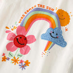 Baby Girl Rainbow Pattern Patched Design Colorblock T-Shirt