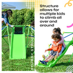Kids Climbing Dome Jungle Gym - 6 ft Geometric Playground Dome Climber Play Center with 4.6ft Wave Slide, Rust & UV Resistant Steel Supporting 800 LBS