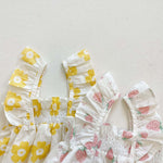 Baby Girl Floral Print Ruffle Design Sleeveless Crotch Onesies Bodysuit