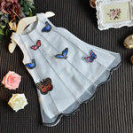Baby Girl Dimensional Butterfly Embroidery Lace Patchwork Sleeveless Dress