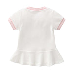 Baby Girl 1pcs Logo Graphic Graphic Side & Neck Striped Design Ruffle Hem Baseball Dress