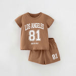 Baby Girl Print Pattern Short Sleeve Tee With Shorts Sets
