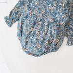 Baby Girl Ditsy Flower Pattern Bow Patched Design Korean Style Onesies
