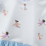 Baby Girl Elk Print Pattern Mesh Patchwork Design Long Sleeve Princess Dress