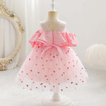 Baby Girl Sequin Patched Design Mesh Patchwork Formal Princess Dress