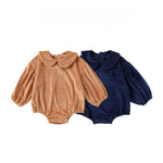 Baby Solid Color Doll Neck Long Sleeve Comfy Onesies