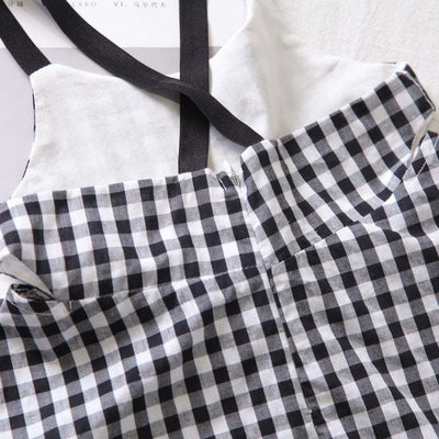 Baby Girl Classic Plaid Pattern Sleeveless Dress In Summer