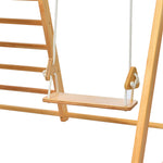 Wooden Swing and Slide Set Indoor Foldable Climbing Playground Playset for Kids; Wooden Climbing Toys with Rock Climb Ramp for Toddlers