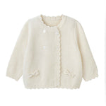 Baby Girl Solid Color Bow Tie Patched Design Sweet Knitted Cardigan