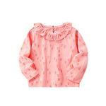 Baby Girl Floral Print Pattern Ruffle Collar Cotton Shirt