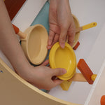 Wooden Pretend Play Kitchen Set for Kids Toddlers; Toys Gifts for Boys and Girls; Yellow