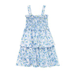 Kids Floral Graphic Layered Design Shirred Dress In Summer