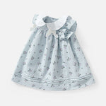 Baby Girl Flower Graphic Bow Tie Decoration Plaid Dress