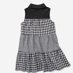 Kids Plaid Contrast Graphic Button Front Design Sleeveless Dress