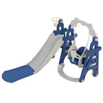 Children Slide Swing Set, 3-in-1 Combination Activity Center Freestanding Slides Playset for Kids Indoor Toddler Climbing Stairs Toy with Basketball Hoop Game Outdoor Playground XH