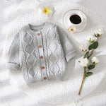 Baby Solid Color Three-Dimensional Crochet Knitted Pattern Cardigan