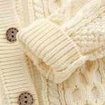 Baby Solid Color Crochet Knitted Pattern Single Breasted Design Sweater Cardigan
