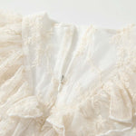 Baby Girl Solid Color Floral Embroidered Design Lace Dress