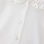 Baby Girl Solid Color Rabbit Print Single Breasted Design Doll-Neck Long-Slleved Shirt