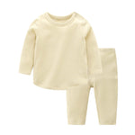 Baby Solid Color Long Sleeve Underwear Sets In Spring & Autumn