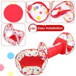 3 In 1 Child Crawl Tunnel Tent Kids Play Tent Ball Pit Set Foldable Children Play House Pop-up Kids Tent
