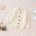 Baby Solid Color Three-Dimensional Crochet Knitted Pattern Cardigan