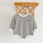 Baby Striped Graphic Long Sleeve Basic Style Bodysuits