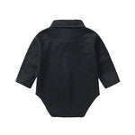 Baby Boy Solid Color Bow Tie Patched Design Long Sleeve Onesies